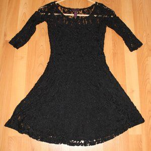 Material Girl Short-Sleeve Lace Skater Dress XS
